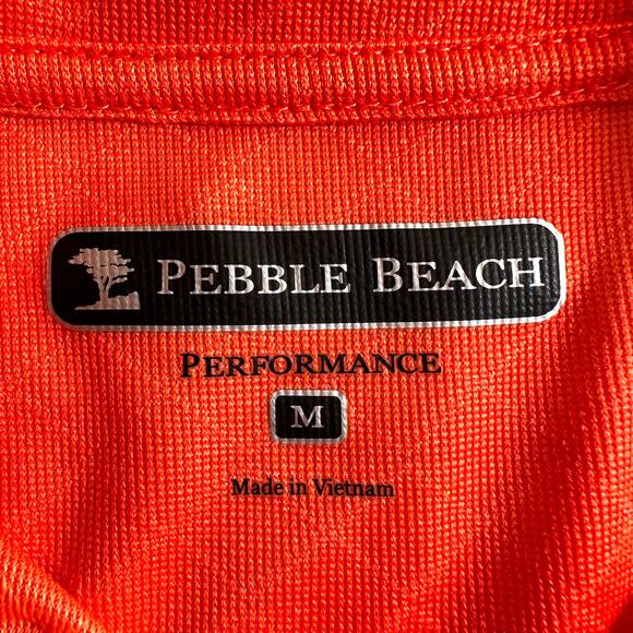PEBBLE BEACH Performance Men's Short Sleeve Golf Polo Neon Orange Size Medium - Picture 6 of 7